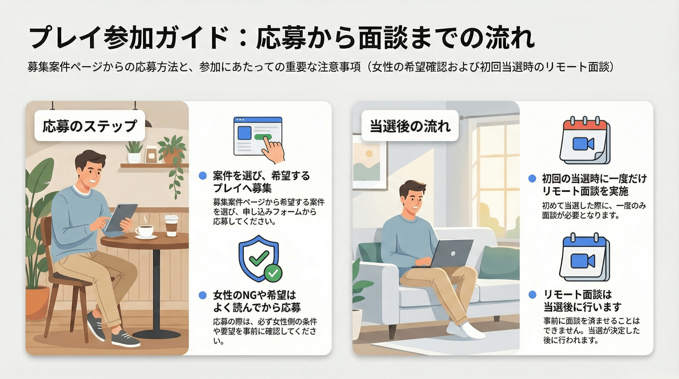プレイ参加：応募から面談の流れ