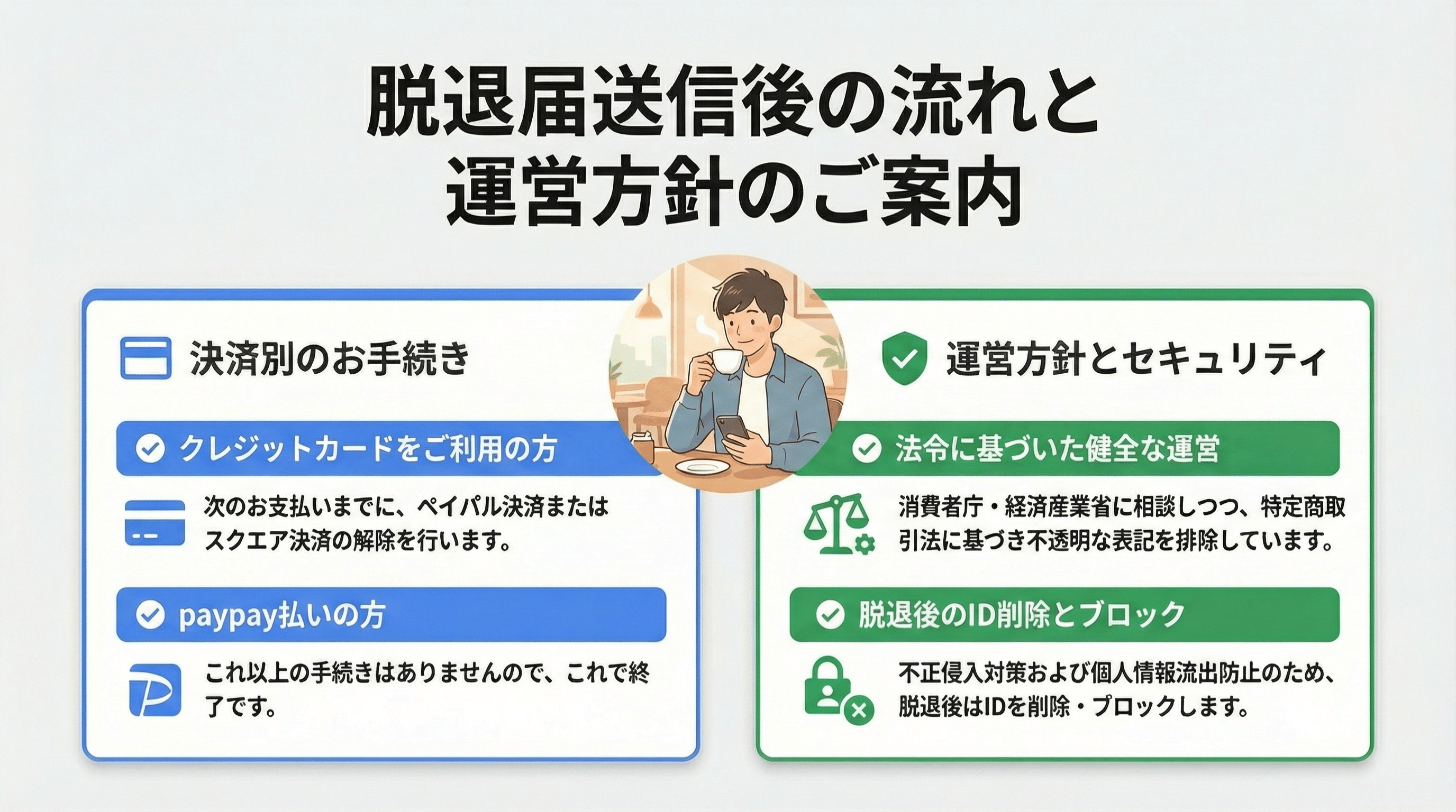 脱退後の手続きと運営方針案内